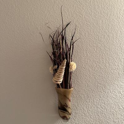 METAL FRAMED WRAPPED CANVAS AND BLOWN GLASS WALL POCKET