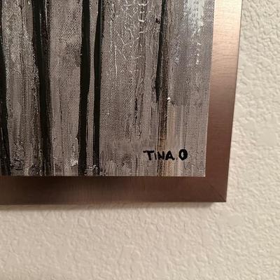 METAL FRAMED WRAPPED CANVAS AND BLOWN GLASS WALL POCKET