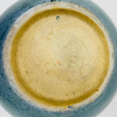 Unmarked Green Roseville Ceramic Vase Handled Urn