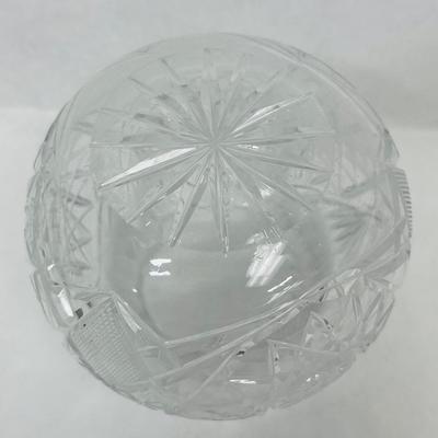 Vintage 4” CRYSTAL Round Vase ROSE BOWL Sphere Globe Glass Starbursts
