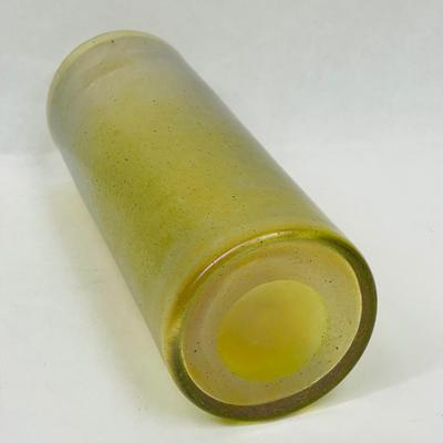Vintage Glass Cylinder Vase Iridescent avocado green
