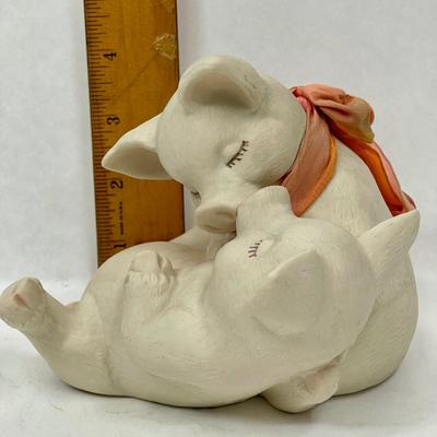 Romantic Pig Couple Figurine bisque porcelain