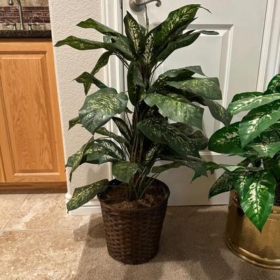 2 VERY HEALTHY FAUX PLANTS IN POTS