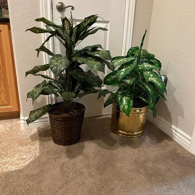 2 VERY HEALTHY FAUX PLANTS IN POTS