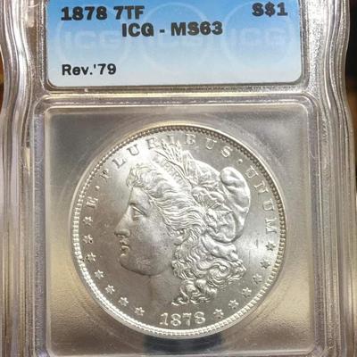 1878 7TF Morgan silver dollar MS 63
