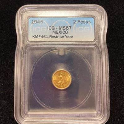1945 Dos Pesos mecio Gold coin