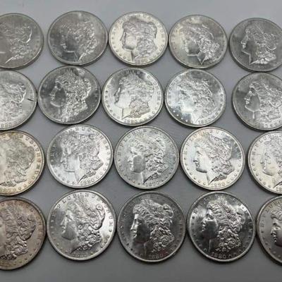 20 1880 Morgan silver dollars
