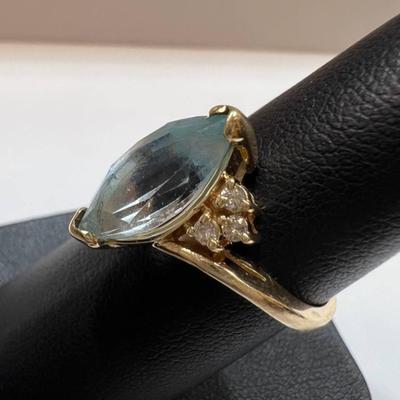 14 k Gold Diamond Emerald Ring