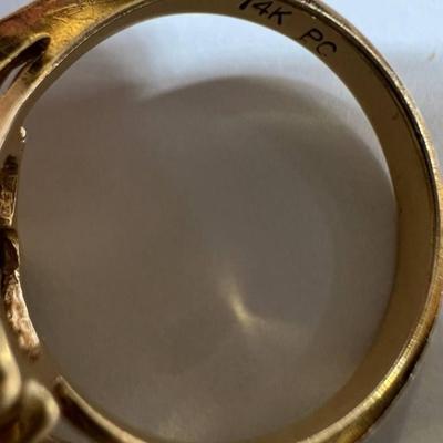 14 k Gold Diamond Emerald Ring