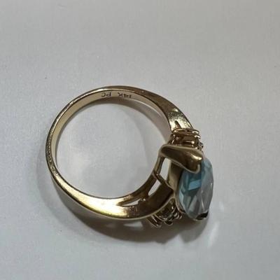 14 k Gold Diamond Emerald Ring