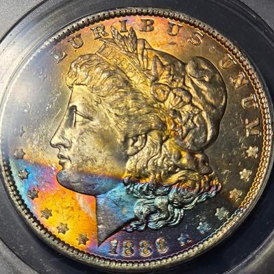 Beautiful toned Morgan silver dollar