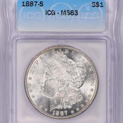 Frosty 1885 Morgan silver dollar