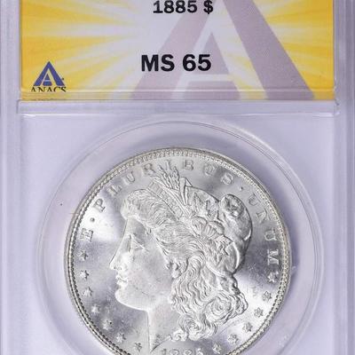 Frosty 1885 Morgan silver dollar