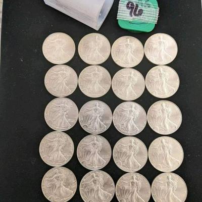 20 1996 silver American silver eagles