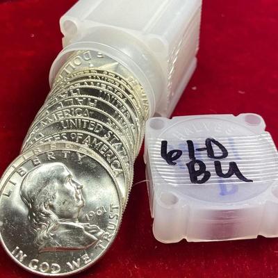 20 Bu 1961 silver Franklin half dollars