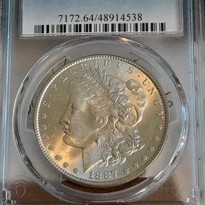 1887 Morgan silver dollar