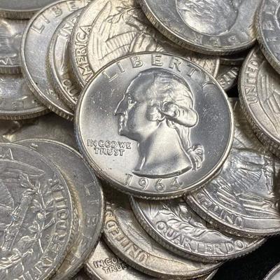 10 $ BU 1964 Washington quarters
