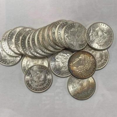 20 1883 Morgan silver dollars
