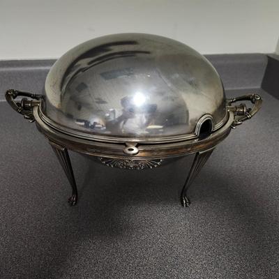 Antique English Silver Plate Dome Breakfast Buffet Server