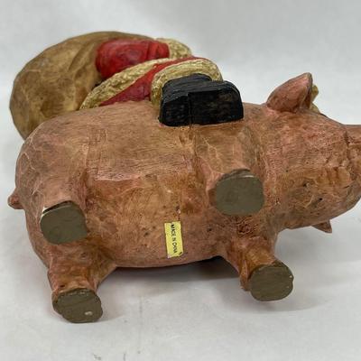 Santa Riding Pig Figurine