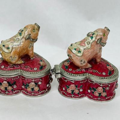 Things Remembered Keepsake Trinket lot of (2) Heart-dhaped Box with pig on top