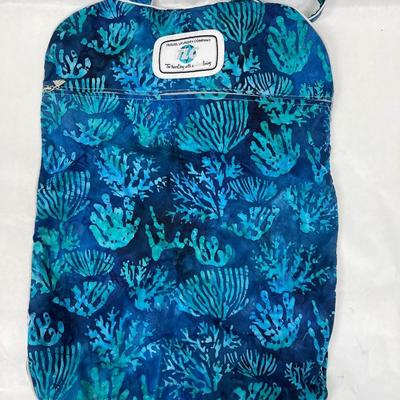 Blue Green Sea Life fabric print travel bag by Travel Laundry Company