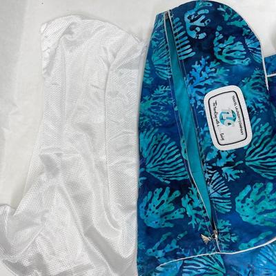 Blue Green Sea Life fabric print travel bag by Travel Laundry Company