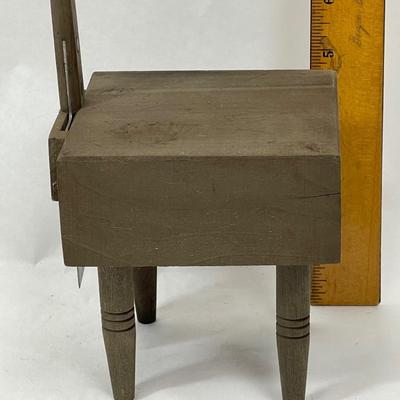 Vintage Dollhouse Butcher Block with Meat Cleaver stamped Stainless Steel JAPAN