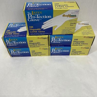 Powder-Free Latex Glove Lot - 5 Unopened Boxes - 500 gloves total, size L Large