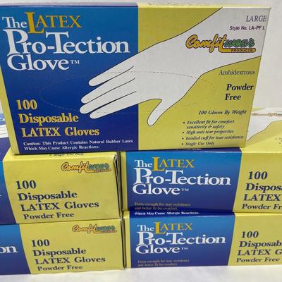 Powder-Free Latex Glove Lot - 5 Unopened Boxes - 500 gloves total, size L Large