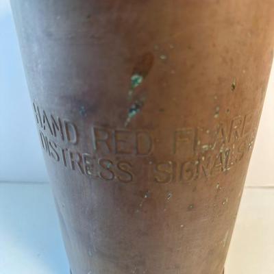 1940s Naval Hand Red Flare Distress Signal Copper Canister