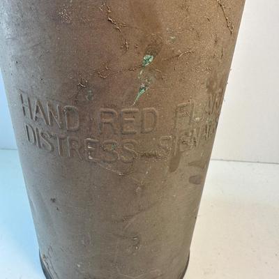 1940s Naval Hand Red Flare Distress Signal Copper Canister