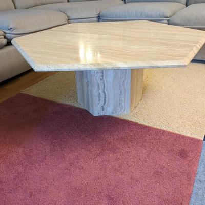 Beautiful Vintage Hexagon Italian Travertine Coffee Table