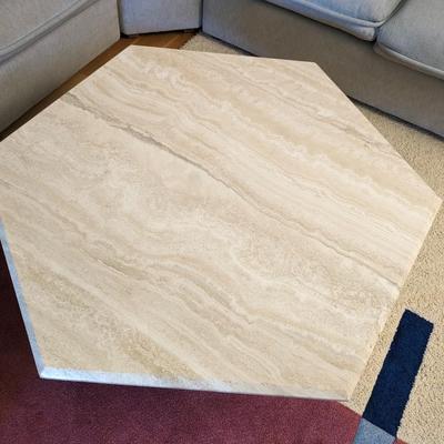 Beautiful Vintage Hexagon Italian Travertine Coffee Table