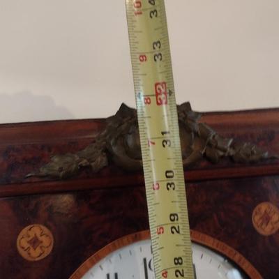 Antique French Burlwood Case Wall Clock with Inlay Marquetry