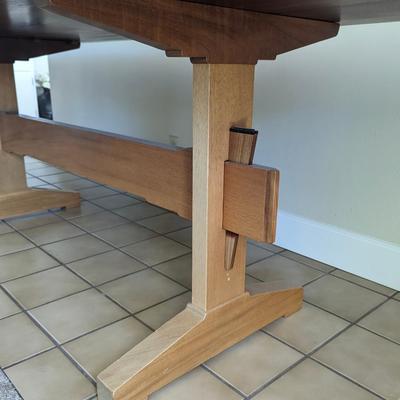 Impressive custom made craftsman style dining room table with unique joinery