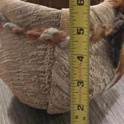 Native American Basket with Fur & Feathers