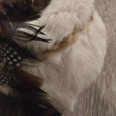 Native American Basket with Fur & Feathers