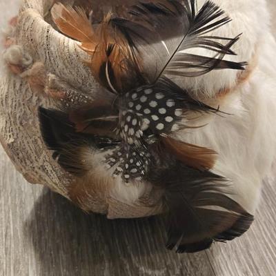 Native American Basket with Fur & Feathers