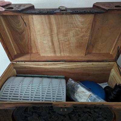 Beautiful vintage hand carved Chinese Camphor trunk/chest