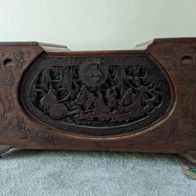 Beautiful vintage hand carved Chinese Camphor trunk/chest