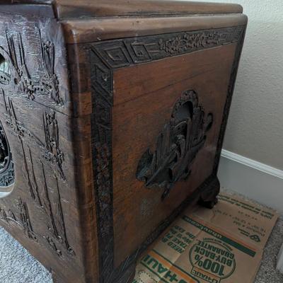 Beautiful vintage hand carved Chinese Camphor trunk/chest
