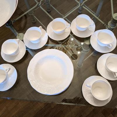 Set of 8 Wedgwood Bone China Soup Bowls, Cups, & Saucers
