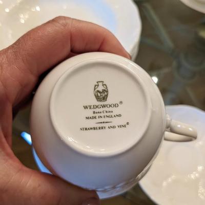 Set of 8 Wedgwood Bone China Soup Bowls, Cups, & Saucers