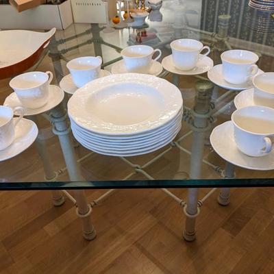 Set of 8 Wedgwood Bone China Soup Bowls, Cups, & Saucers