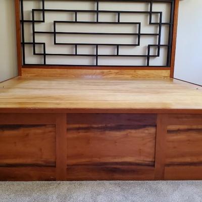 Master wood craftsman STANDARD King size Chinese lattice headboard and storage platform - Custom made