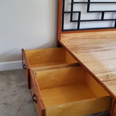 Master wood craftsman STANDARD King size Chinese lattice headboard and storage platform - Custom made