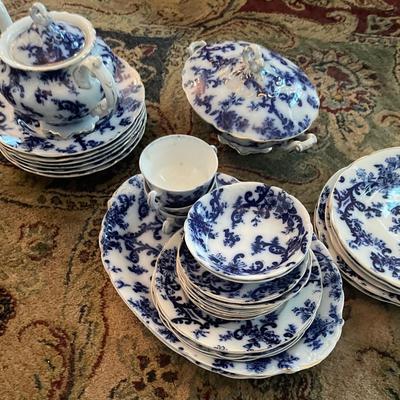 Flow Blue Porcelain Set
