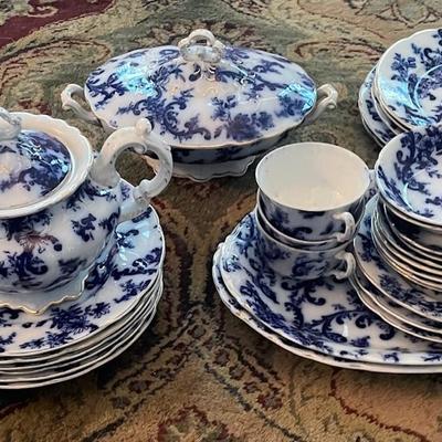 Flow Blue Porcelain Set