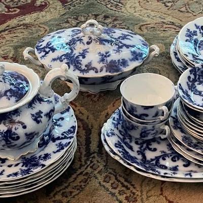Flow Blue Porcelain Set